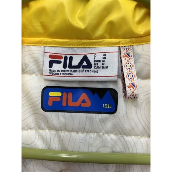 FILA 1911 Men Tri Vest Trek Pockets Multicolor Yellow Orange Blue Hip Hop Medium - Picture 2 of 16